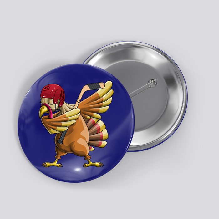 Thanksgiving Dabbing Turkey Funny Hockey Dab Dance Pilgrim Gift Button