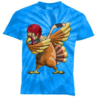 Thanksgiving Dabbing Turkey Funny Hockey Dab Dance Pilgrim Gift Kids Tie-Dye T-Shirt