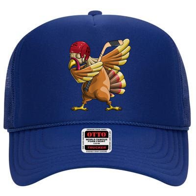 Thanksgiving Dabbing Turkey Funny Hockey Dab Dance Pilgrim Gift High Crown Mesh Back Trucker Hat