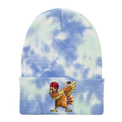 Thanksgiving Dabbing Turkey Funny Hockey Dab Dance Pilgrim Gift Tie Dye 12in Knit Beanie