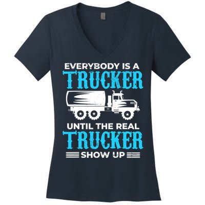 Truck Driver Truck Driver Dumper Driver Professional Driver Tipper Women's V-Neck T-Shirt