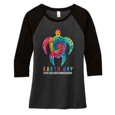 Tie Dye Turtle Lover Earth Day 2024 Costume Environmental Women's Tri-Blend 3/4-Sleeve Raglan Shirt