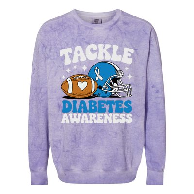 Tackle Diabetic Type 1 Blue Football Diabetes Awareness T1d Colorblast Crewneck Sweatshirt