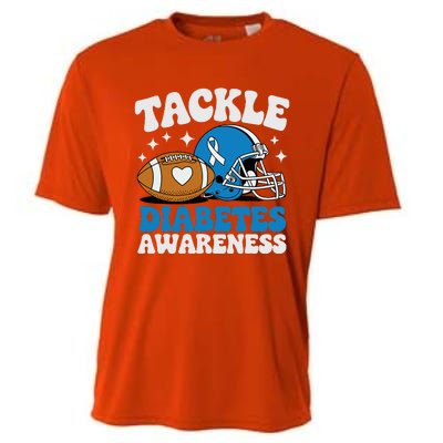 Tackle Diabetic Type 1 Blue Football Diabetes Awareness T1d Cooling Performance Crew T-Shirt