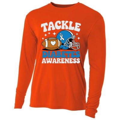 Tackle Diabetic Type 1 Blue Football Diabetes Awareness T1d Cooling Performance Long Sleeve Crew