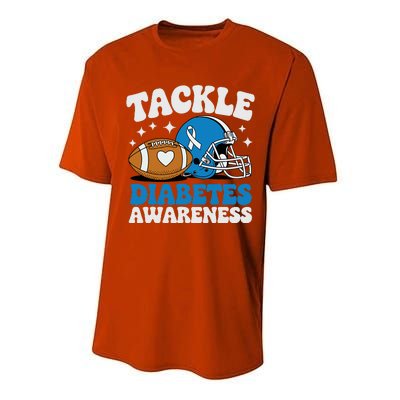 Tackle Diabetic Type 1 Blue Football Diabetes Awareness T1d Performance Sprint T-Shirt