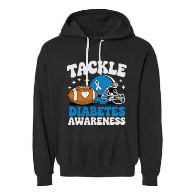 Tackle Diabetic Type 1 Blue Football Diabetes Awareness T1d Garment-Dyed Fleece Hoodie