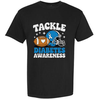 Tackle Diabetic Type 1 Blue Football Diabetes Awareness T1d Garment-Dyed Heavyweight T-Shirt