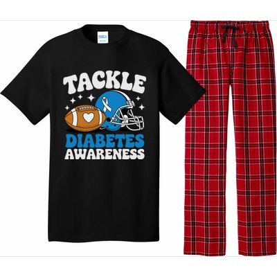 Tackle Diabetic Type 1 Blue Football Diabetes Awareness T1d Pajama Set