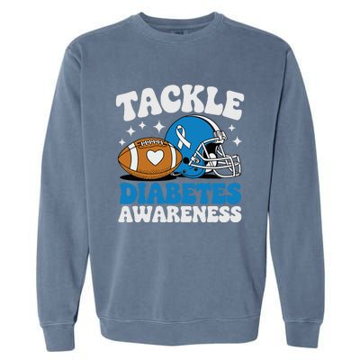 Tackle Diabetic Type 1 Blue Football Diabetes Awareness T1d Garment-Dyed Sweatshirt