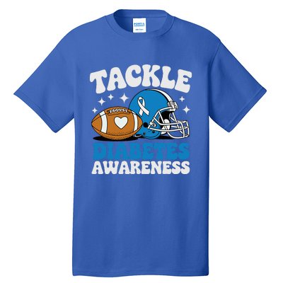 Tackle Diabetic Type 1 Blue Football Diabetes Awareness T1d Tall T-Shirt