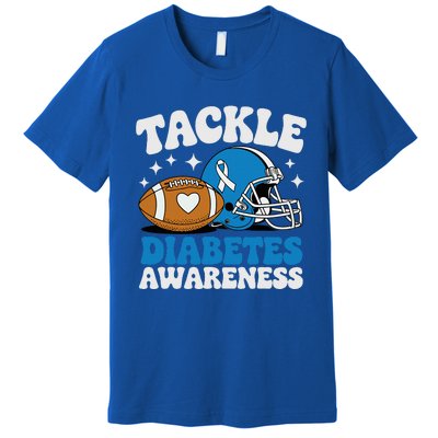 Tackle Diabetic Type 1 Blue Football Diabetes Awareness T1d Premium T-Shirt