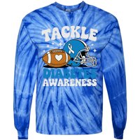 Tackle Diabetic Type 1 Blue Football Diabetes Awareness T1d Tie-Dye Long Sleeve Shirt