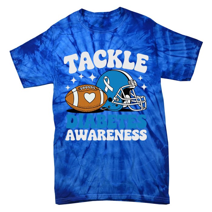 Tackle Diabetic Type 1 Blue Football Diabetes Awareness T1d Tie-Dye T-Shirt