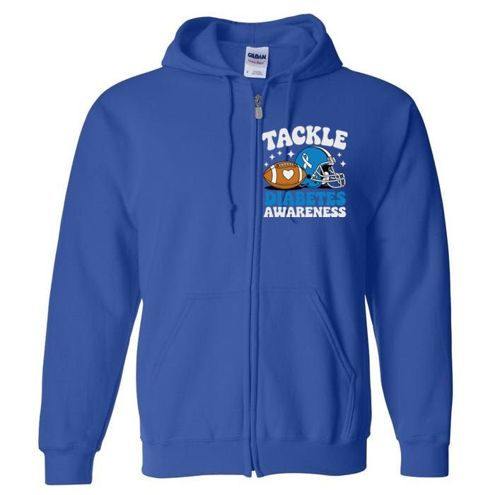 Tackle Diabetic Type 1 Blue Football Diabetes Awareness T1d Full Zip Hoodie