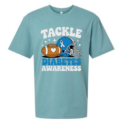 Tackle Diabetic Type 1 Blue Football Diabetes Awareness T1d Sueded Cloud Jersey T-Shirt