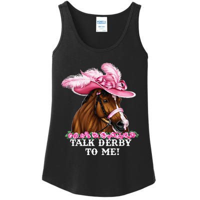 Talk Derby To Me Funny Horse Racing Lover Ladies Essential Tank