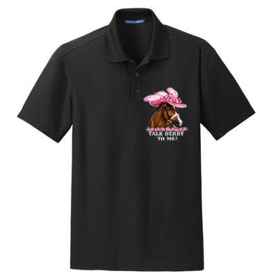 Talk Derby To Me Funny Horse Racing Lover Dry Zone Grid Polo