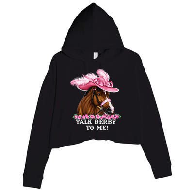 Talk Derby To Me Funny Horse Racing Lover Crop Fleece Hoodie