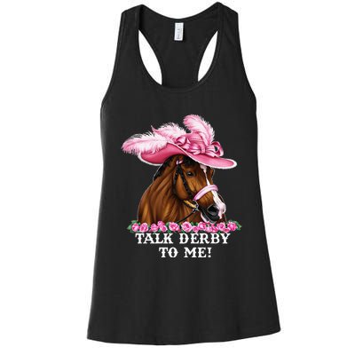 Talk Derby To Me Funny Horse Racing Lover Women's Racerback Tank