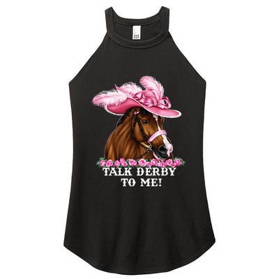 Talk Derby To Me Funny Horse Racing Lover Women's Perfect Tri Rocker Tank