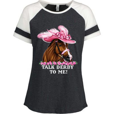 Talk Derby To Me Funny Horse Racing Lover Enza Ladies Jersey Colorblock Tee