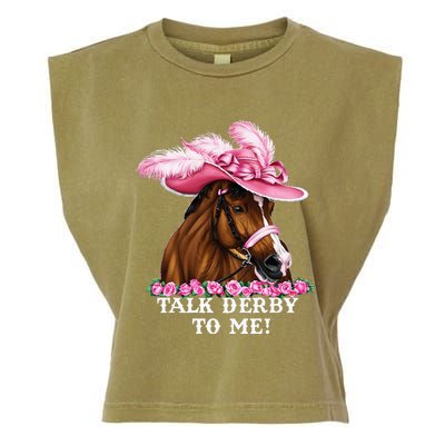 Talk Derby To Me Funny Horse Racing Lover Garment-Dyed Women's Muscle Tee