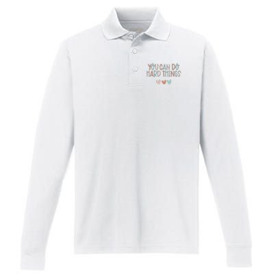 Test Day Teacher You Can Do Hard Things Performance Long Sleeve Polo