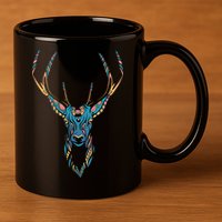 Trippy Deer 11oz C Handle Ceramic Mug