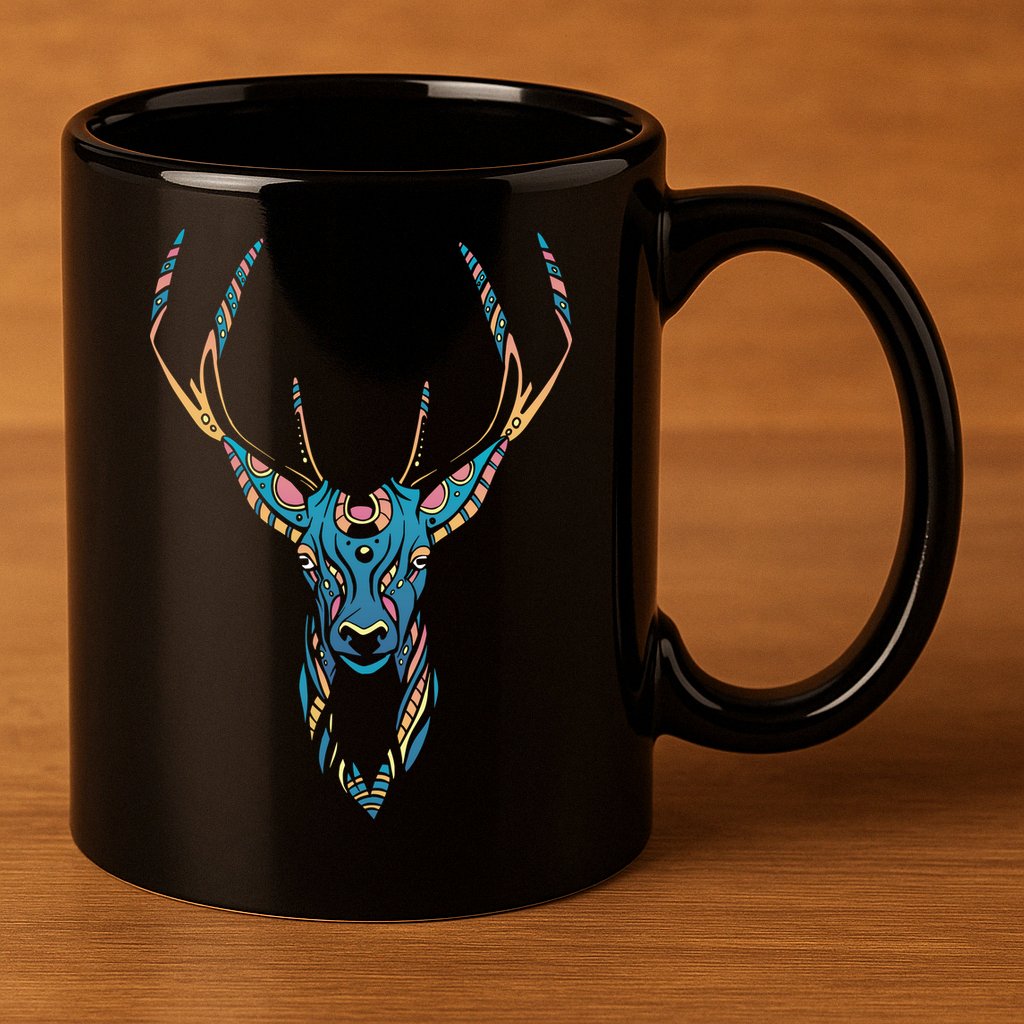 Trippy Deer 11oz C Handle Ceramic Mug