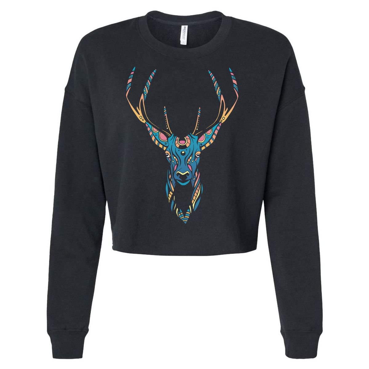 Trippy Deer Cropped Pullover Crew