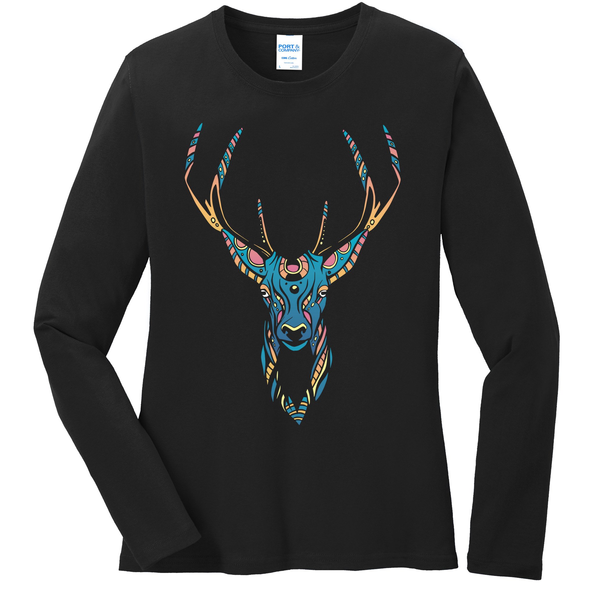Trippy Deer Ladies Long Sleeve Shirt