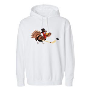 Thanksgiving Day Turkey Play Hockey Player Coach Fan Pilgrim Cool Gift Garment-Dyed Fleece Hoodie