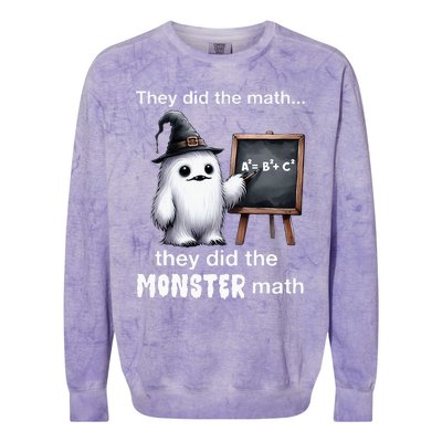 They Did The Monster Math Yeti Funny Halloween Teacher Colorblast Crewneck Sweatshirt