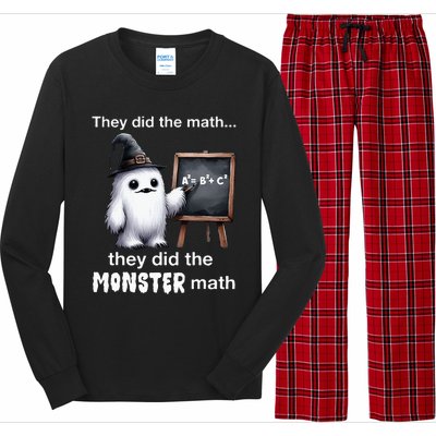 They Did The Monster Math Yeti Funny Halloween Teacher Long Sleeve Pajama Set