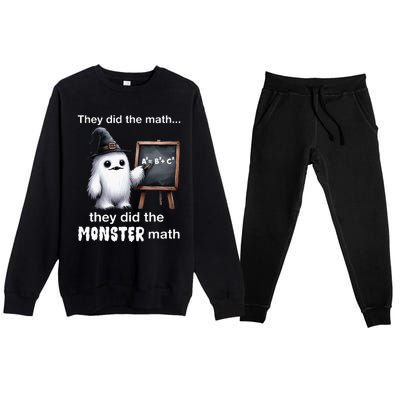 They Did The Monster Math Yeti Funny Halloween Teacher Premium Crewneck Sweatsuit Set