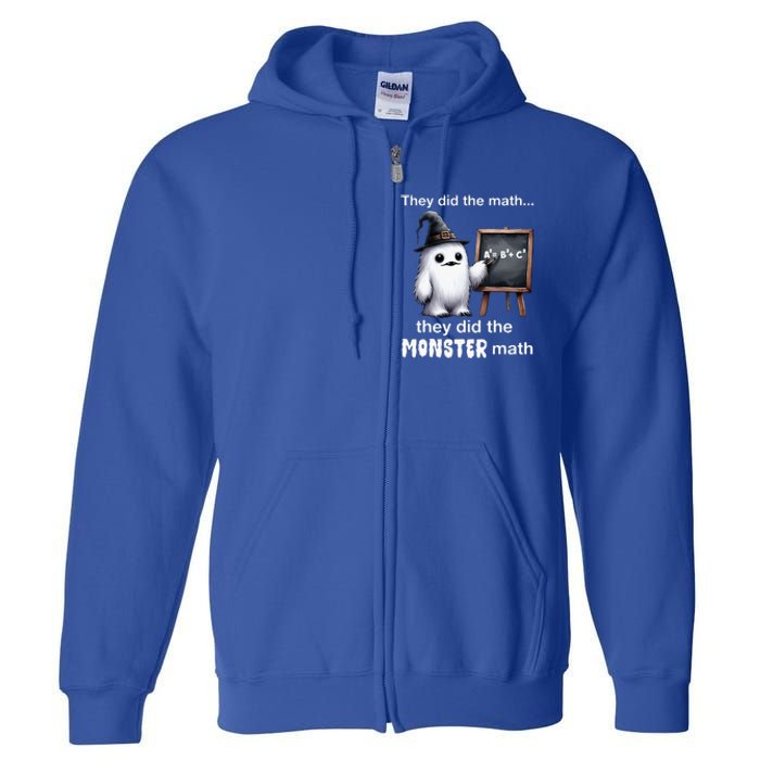 They Did The Monster Math Yeti Funny Halloween Teacher Full Zip Hoodie