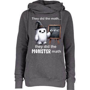 They Did The Monster Math Yeti Funny Halloween Teacher Womens Funnel Neck Pullover Hood