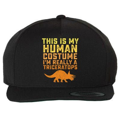 Triceratops Dinosaur This Is My Human Costume Halloween Gift Wool Snapback Cap