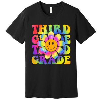 Tie Dye Third Grade Daisy Colorful Back To School Teacher Premium T-Shirt