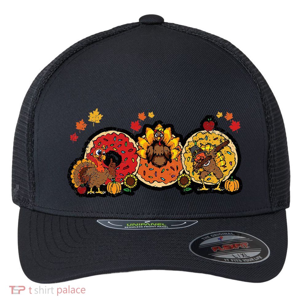 Turkey Donut Thanksgiving Day Funny Doughnut Flexfit Unipanel Trucker Cap