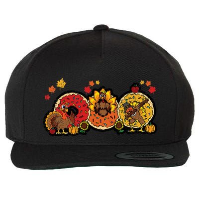 Turkey Donut Thanksgiving Day Funny Doughnut Wool Snapback Cap