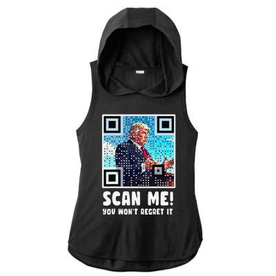 Trump Dance Troll Qr Funny President Trump Dance Code Back Ladies PosiCharge Tri-Blend Wicking Draft Hoodie Tank