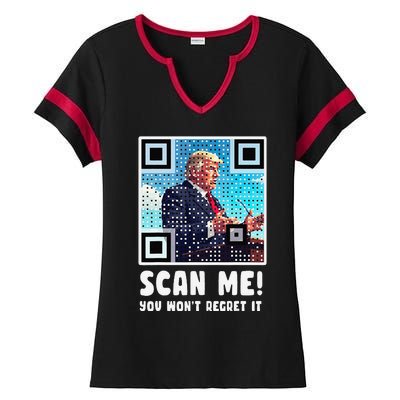 Trump Dance Troll Qr Funny President Trump Dance Code Back Ladies Halftime Notch Neck Tee