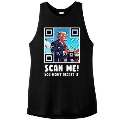 Trump Dance Troll Qr Funny President Trump Dance Code Back Ladies PosiCharge Tri-Blend Wicking Tank