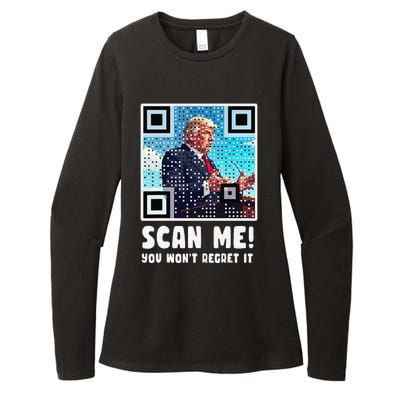 Trump Dance Troll Qr Funny President Trump Dance Code Back Womens CVC Long Sleeve Shirt