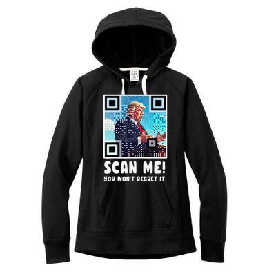 Trump Dance Troll Qr Funny President Trump Dance Code Back Women's Fleece Hoodie