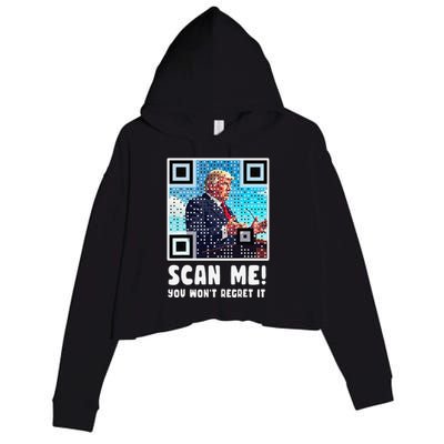 Trump Dance Troll Qr Funny President Trump Dance Code Back Crop Fleece Hoodie