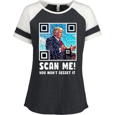 Trump Dance Troll Qr Funny President Trump Dance Code Back Enza Ladies Jersey Colorblock Tee