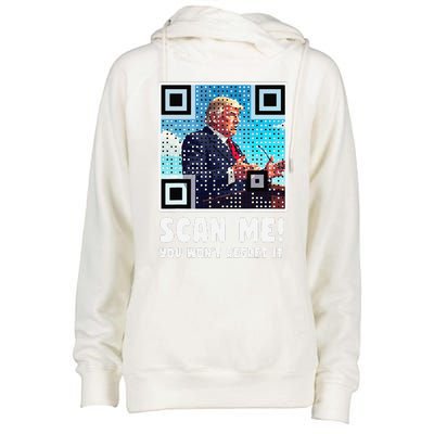 Trump Dance Troll Qr Funny President Trump Dance Code Back Womens Funnel Neck Pullover Hood